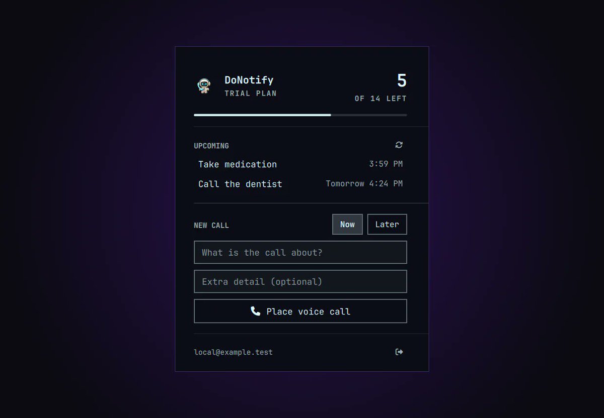 Imohgenius's tweet photo. Just shipped a DoNotify plugin for Omarchy 🔔
Voice call reminders inside the agentic OS
"Be the Omarch and command your agent"
My plugin lets you schedule and trigger phone calls from Hyprland
@dhh  would be proud https://t.co/H6VlwLTLgn