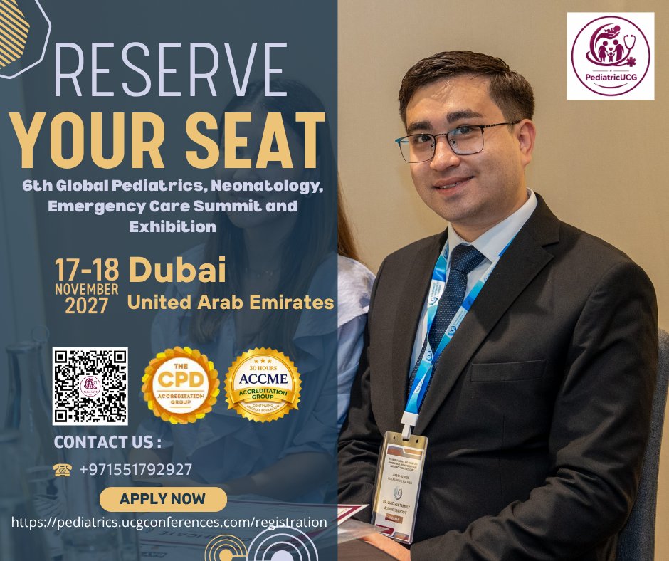 dr_edwards76774's tweet photo. RESERVE YOUR SEAT

Be Part of a Global Exchange in Pediatric Healthcare

6th Global Pediatrics, Neonatology, Emergency Care Summit &amp; Exhibition

17–18 November 2027 | Dubai, UAE

Registration: https://t.co/6auHQ63pOU
WhatsApp: +971 55 179 2927 https://t.co/xT8uDnMMKk