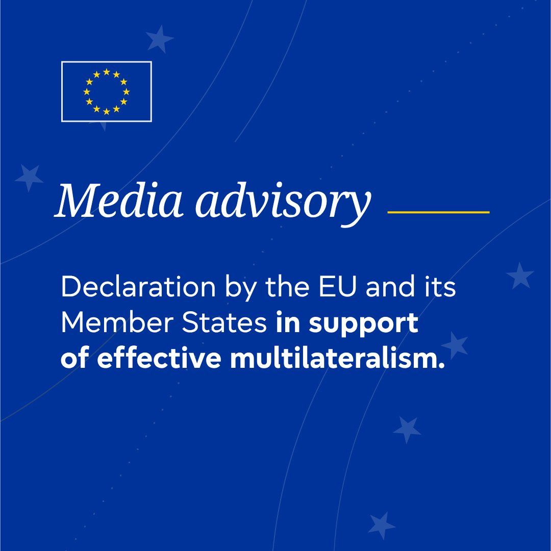 eu_eeas's tweet photo. The EU reaffirms its steadfast commitment to and fundamental interests in an effective, renewed and strengthened multilateralism, rooted in international law and the universal purposes and principles of the UN  Charter.

Read more: https://t.co/SYsLmOyFhO https://t.co/qOCwm8UGGg