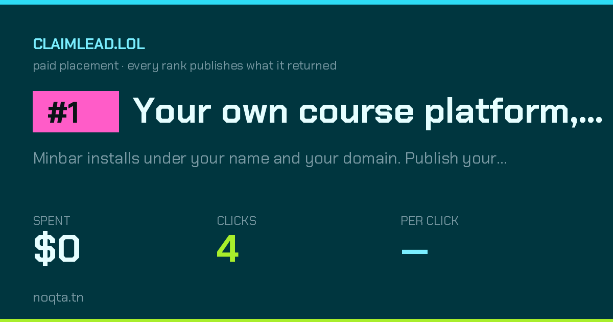 anis_marrouchi's tweet photo. Your own course platform, no commission — Minbar | Noqta is #1 on https://t.co/IoTK5cj4fH — 4 clicks at — $0. 
https://t.co/9tIwZCUai3 https://t.co/mrtaaaRoTL