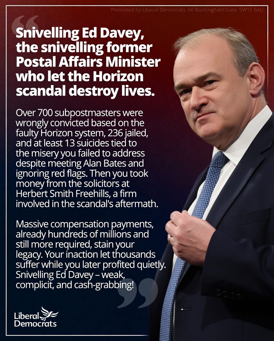 THFCNAT's tweet photo. @EdwardJDavey You should be in jail. https://t.co/T9XtImPZ8D