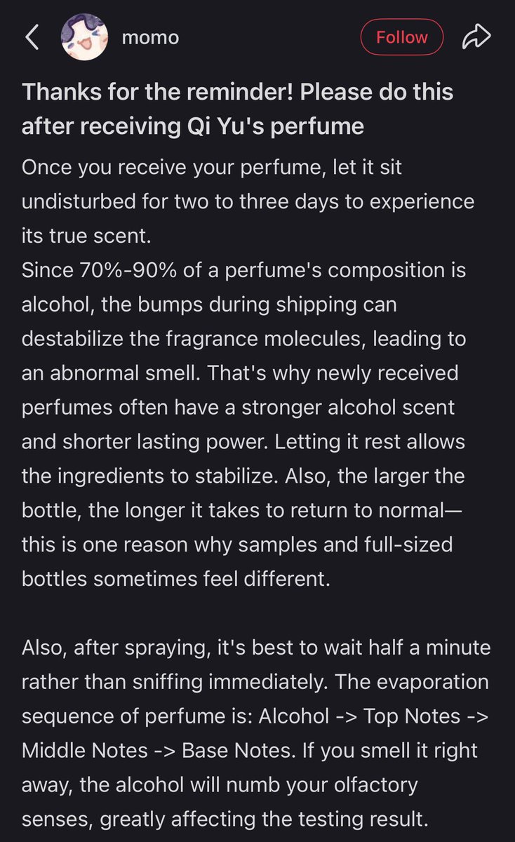 raizelyue's tweet photo. A teacher sharing these tips on xhs that might be useful for you guys who bought the perfume ♥️ https://t.co/U4s39S2G15