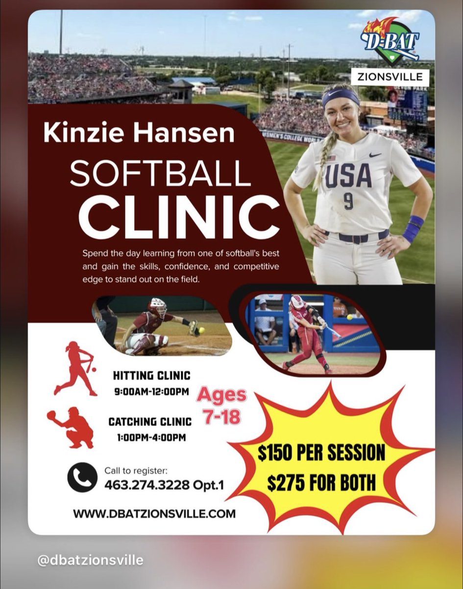 EpperlyCook2030's tweet photo. Looking forward to this upcoming clinic at @DBatZionsville with @kinziehansen https://t.co/1iYRqOOAl8