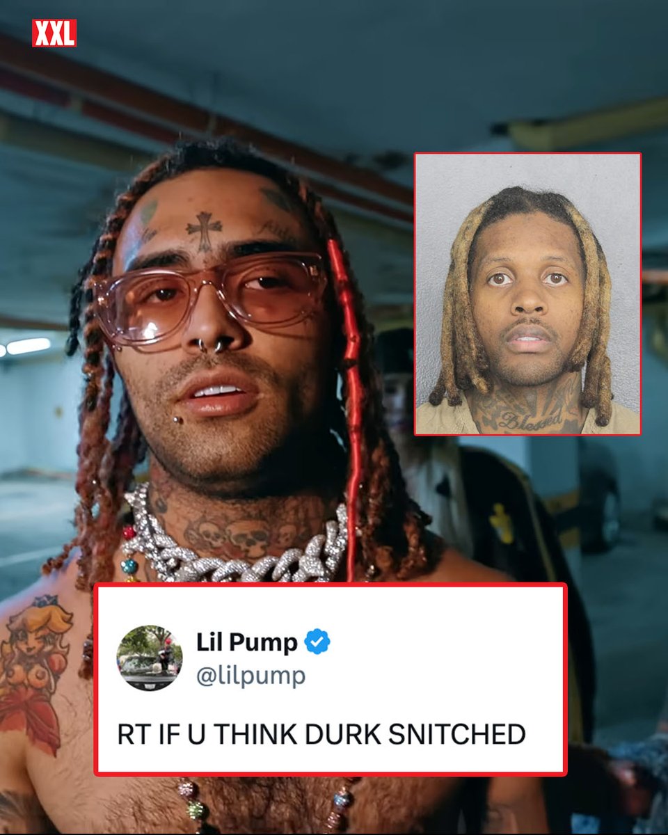 XXL's tweet photo. Lil Pump tweets, "RT IF U THINK DURK SNITCHED," during week two of Lil Durk's murder-for-hire trial.

Durkio fans are firing back with lyrics from Durk's "Hanging With Wolves" and King Von's "All These Ni**as" featuring Durk.

"How you gon' sit in my car, tryna play Lil Pump like we ain't too dangerous," one person wrote, while another added, "I was just listening to Gucci and Jeezy I ain't listen no pump."

Other fans are calling out Pump for taking aim at Durk while behind bars. "You didn't say NONE of this when Durk was free.. SYBAU."