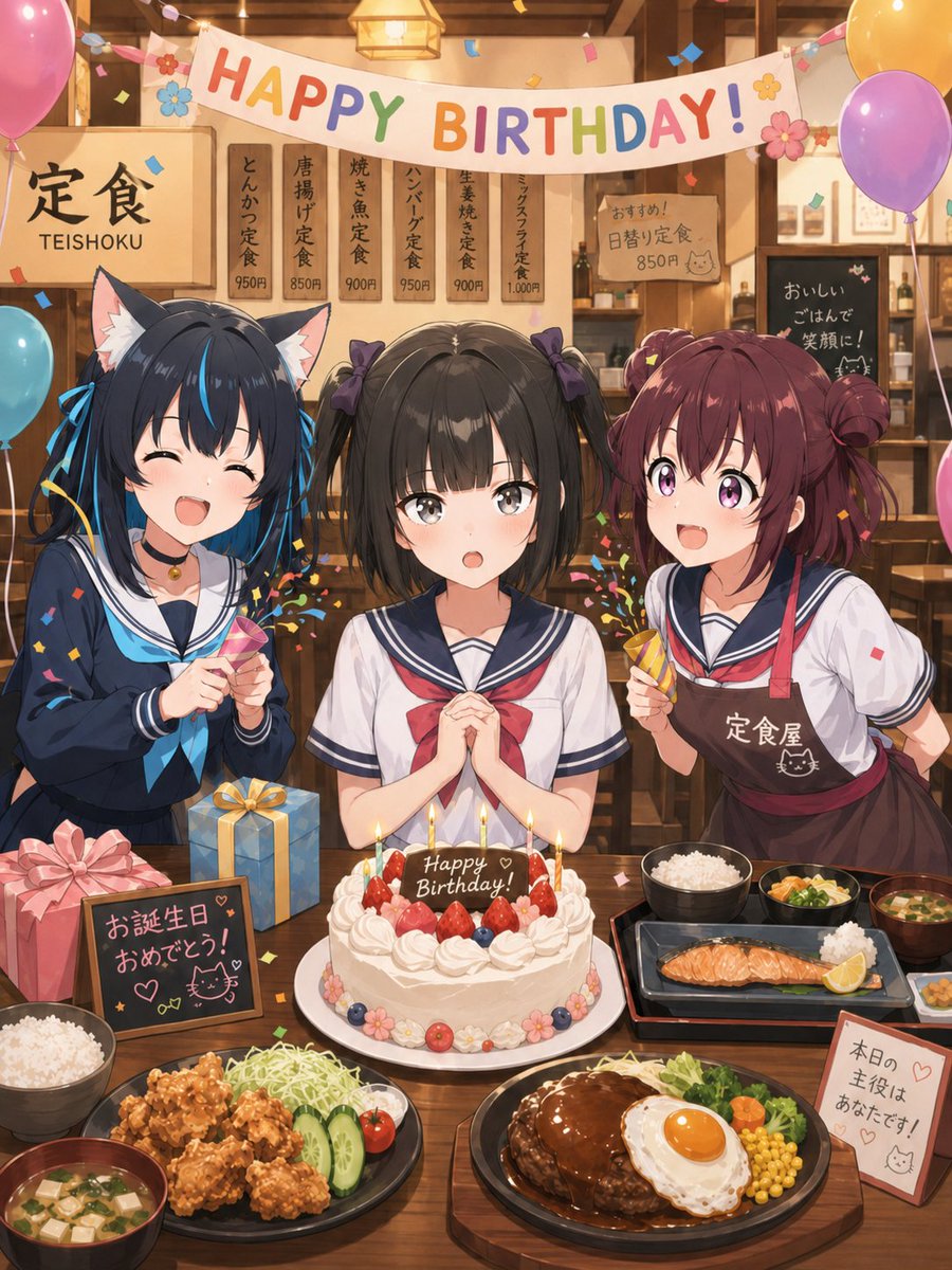 pokomko127's tweet photo. ねのの定食屋でお祝い！ありさお誕生日おめでとう🎉
#オズチャット
#オズチャアート
#久栖ありさ生誕祭2026 https://t.co/S0oXR0kdpz