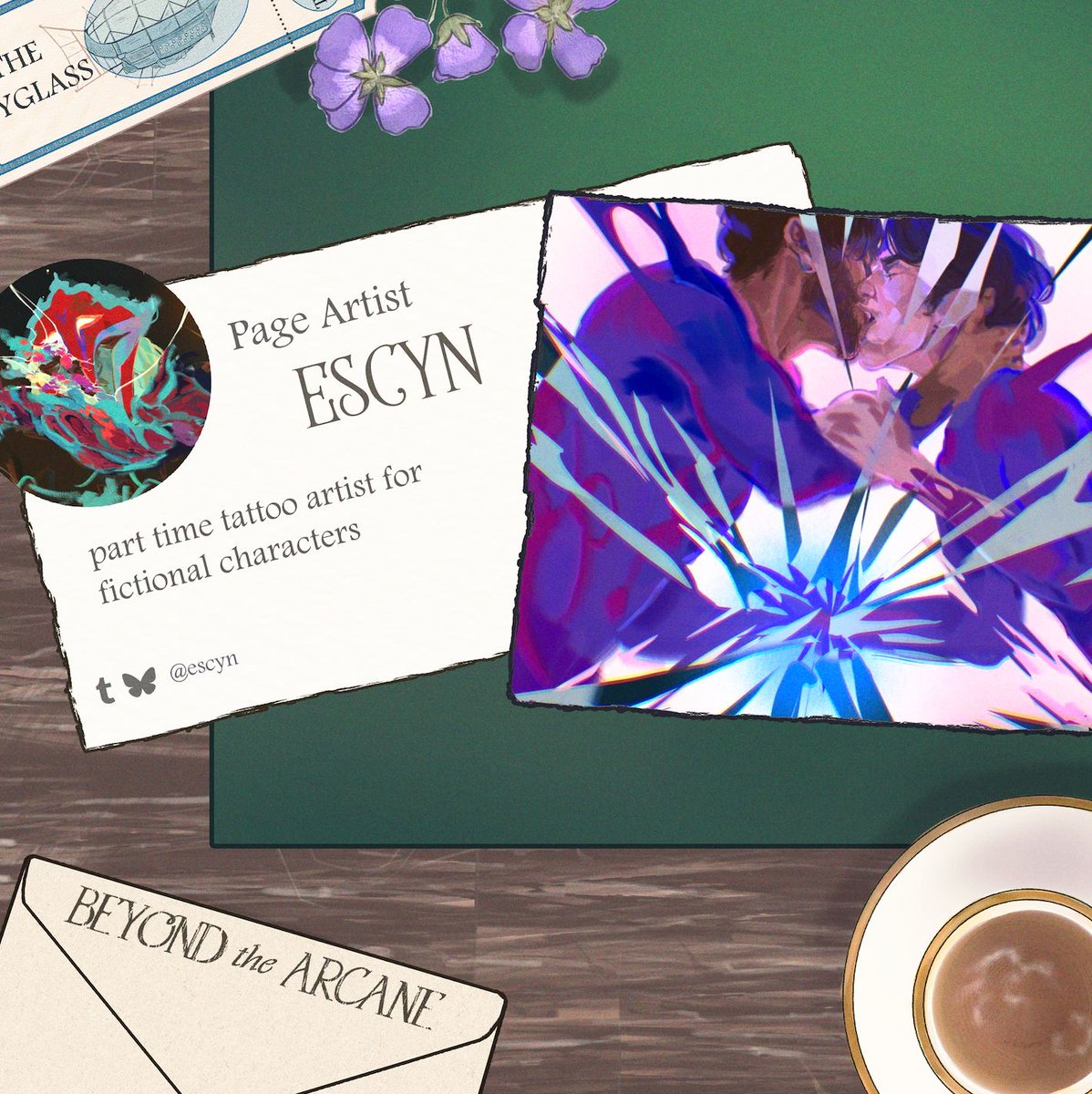 BeyondtheArcane's tweet photo. ☁︎ CONTRIBUTOR SPOTLIGHT: Escyn ☁︎

Escyn is a FULL-TIME devotee to showing us our post-canon dreams!

#arcane #zine https://t.co/IHoscvqCD7