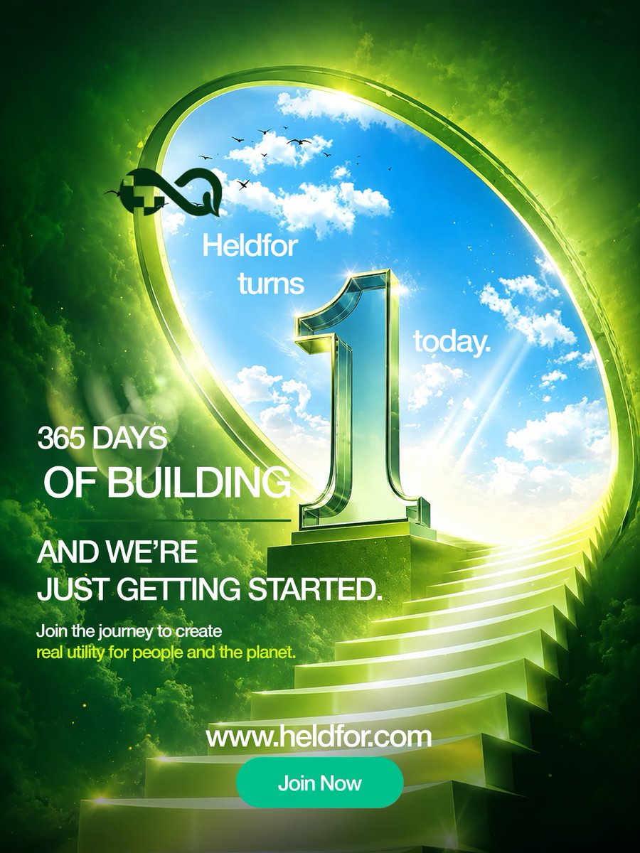 HeldforOfficial's tweet photo. One year ago, Heldfor started with an idea: connect blockchain principles with real-world systems and create something that can continuously work for people and the planet.

Since then, we have researched, built, learned, reached important milestones, and most importantly, created the foundation for what comes next.

There is still a long way to go.

Heldfor turns 1 today, and we’re just getting started.

Thank you to everyone who has already become part of the journey. 🌱

We can’t wait to welcome more people, ideas, and perspectives as Heldfor continues to grow.