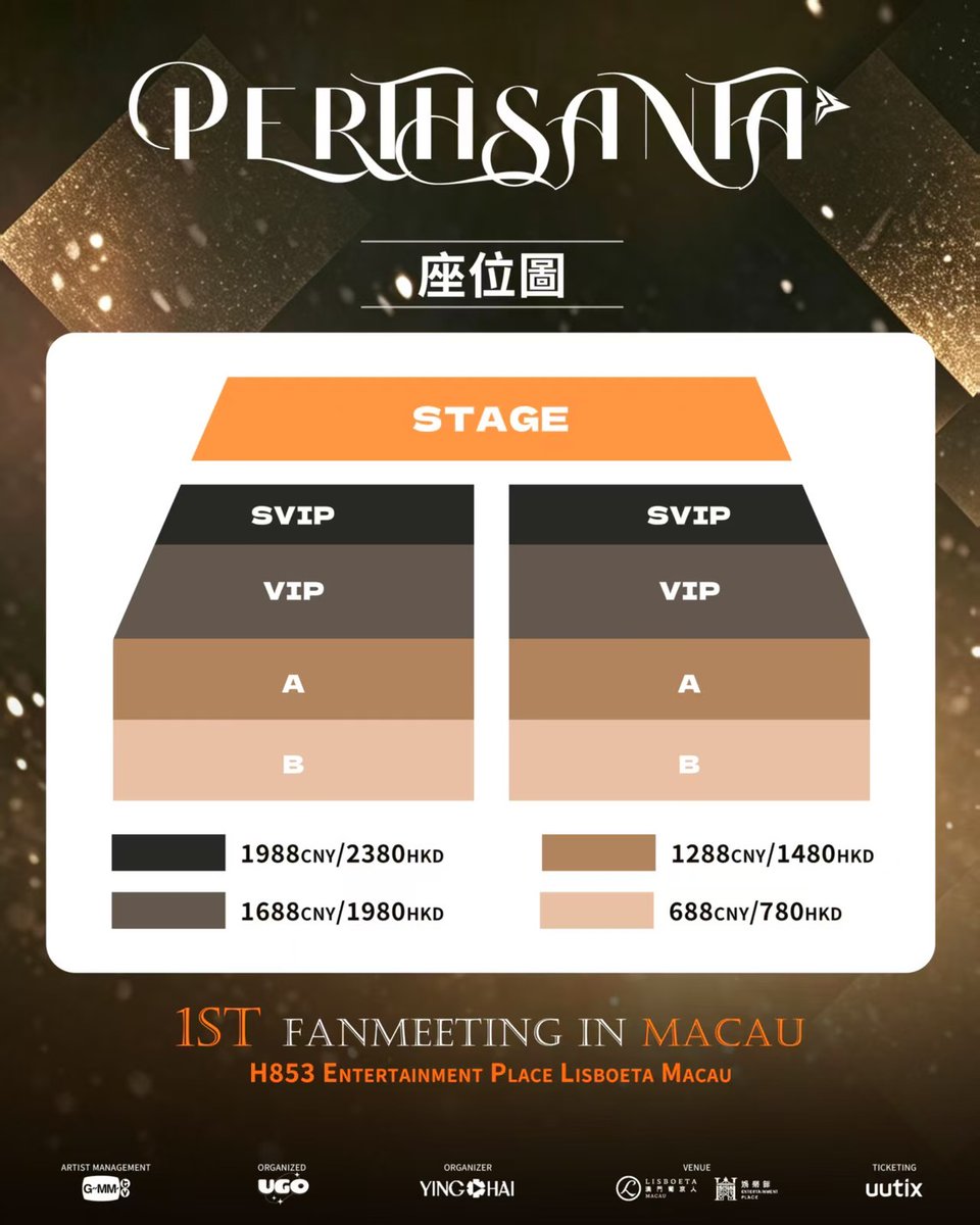 GMMTV's tweet photo. 【PERTHSANTA 1ST FANMEETING IN MACAU】
跨越螢幕的思念，終將在澳門如期相見🌟
PerthSanta 首次澳門雙人見面會，重磅來襲! @perthppe @Ppsanta 
相約澳門，不見不散💖 

📅 演出時間: 2026年10月17日 13:30
📍 演出地點: 澳門葡京人H853娛樂館
⛓️ 售票平台: uutix
⏰ 開售時間: 2026年9月5日 19:00
🔗 疊加包開售: 另行通知
‼️ 歌曲版權歸主辦與經紀公司所有，主辦方保留活動變更及最終解釋權。
福利中獎名單於活動前一日公佈，後續資訊敬請關注@如果娱乐UGO_Entertainment 微博。 

【PERTHSANTA 1ST FANMEETING IN MACAU】
Long‑cherished longing across the screen will finally meet in Macau as scheduled🌟
PerthSanta’s first joint fan meeting in Macau is officially coming!
@perthppe @Ppsanta 
See you in Macau, don’t miss it💖

📅 Show Time: 13:30, October 17, 2026
📍 Venue: H853 Entertainment Hall, Lisboeta Macau
⛓️ Ticketing Platform: uutix
⏰ On‑sale Time: 19:00, September 5, 2026
🔗 Bundle Package Sale: To be announced

‼️ All song copyrights belong to the organizer and talent agency. The organizer reserves the right to modify event arrangements and hold the final interpretation right.

Winner list for benefits will be released one day prior to the event.
For further updates, please follow Weibo @如果娱乐UGO_Entertainment.

#GMMTV
#PerthSantaFminMacau