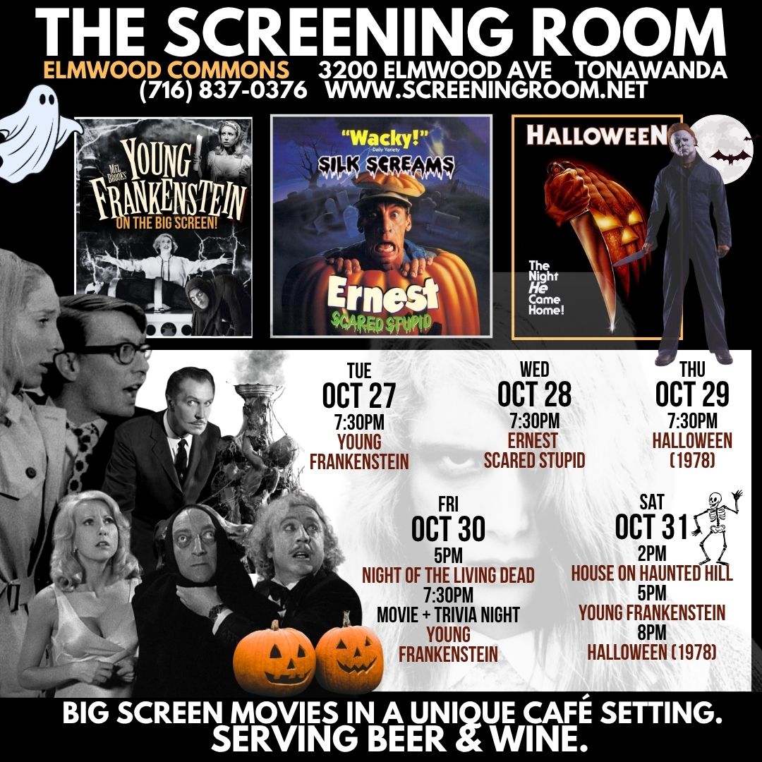 screeningroom1's tweet photo. Sneak Preview Week at the new Screening Room!  HALLOWEEN HORRORFEST at ELMWOOD COMMONS!  Tue Oct 27 through Sat Oct 31. For tickets go to https://t.co/sBPrVbbMSU  or call (716) 837-0376 https://t.co/OK6sMz9abo