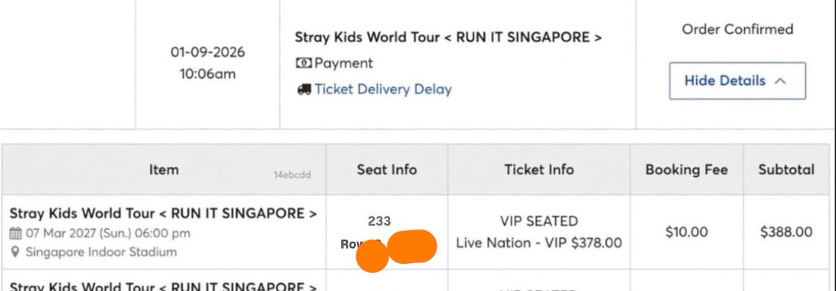 yeeyesec's tweet photo. WTS Stray Kids SKZ Run It Singapore

3/7 Sat VIP Seat Seat 50 &amp; 51 | 2 tickets 
Original price✅ 
For sale because my friend decided not to go.
DM if interested!

#RUN_IT_SINGAPORE #SKZinSG #StrayKidsinSingapore😍😍 https://t.co/SrO7EsB0Vp