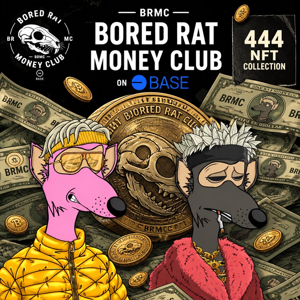 BRMC_base's tweet photo. 🚨🐀🔥 SALE IS LIVE! 🔥🐀🚨

The Bored Rat Money Club is NOW minting on Base!
4,444 unique rats – claim yours before they're gone! ⏰💨

👇 MINT LINK 👇
🔗 https://t.co/oHpyr4Zy9v

#BRMC #Base #NFTSale #MintLive https://t.co/2xRdOUlJbH