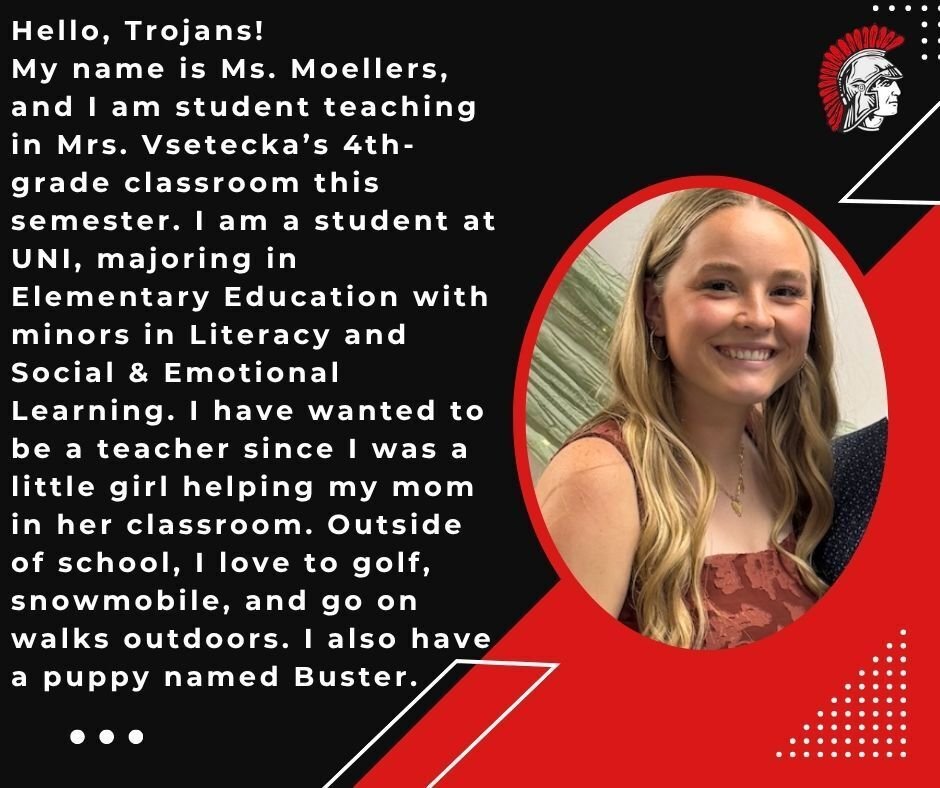 TVPride1's tweet photo. Welcome to our 4th grade student teacher, Ms. Moellers! We are excited to have you join our team this semester and hope you have a wonderful experience. #TVPride https://t.co/X9ju2V1fUf