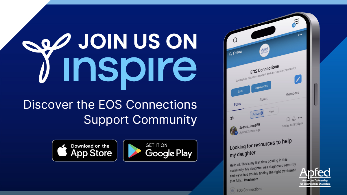 APFEDorg's tweet photo. Join APFED’s Eos Connection on Inspire to share your journey and connect with patients &amp; caregivers living with eosinophilic diseases.

🔗 https://t.co/cfKtMQUPmD https://t.co/1ifajsWfJQ