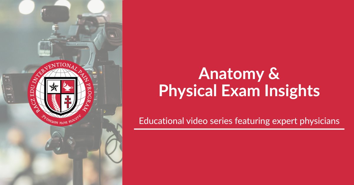 RaczEDU's tweet photo. #RaczLibrary: Anatomy &amp; Physical Exam

Featuring expert physicians Dr. Miles Day, Dr. Trescot, Dr. Beall, and Dr. Becknell, these videos explore spinal anatomy and approaches to diagnosing nerve entrapment syndromes.

➡️Watch at https://t.co/8D9LEC15bN

#RaczEDU #SpinalAnatomy https://t.co/YmJnKOzVRg
