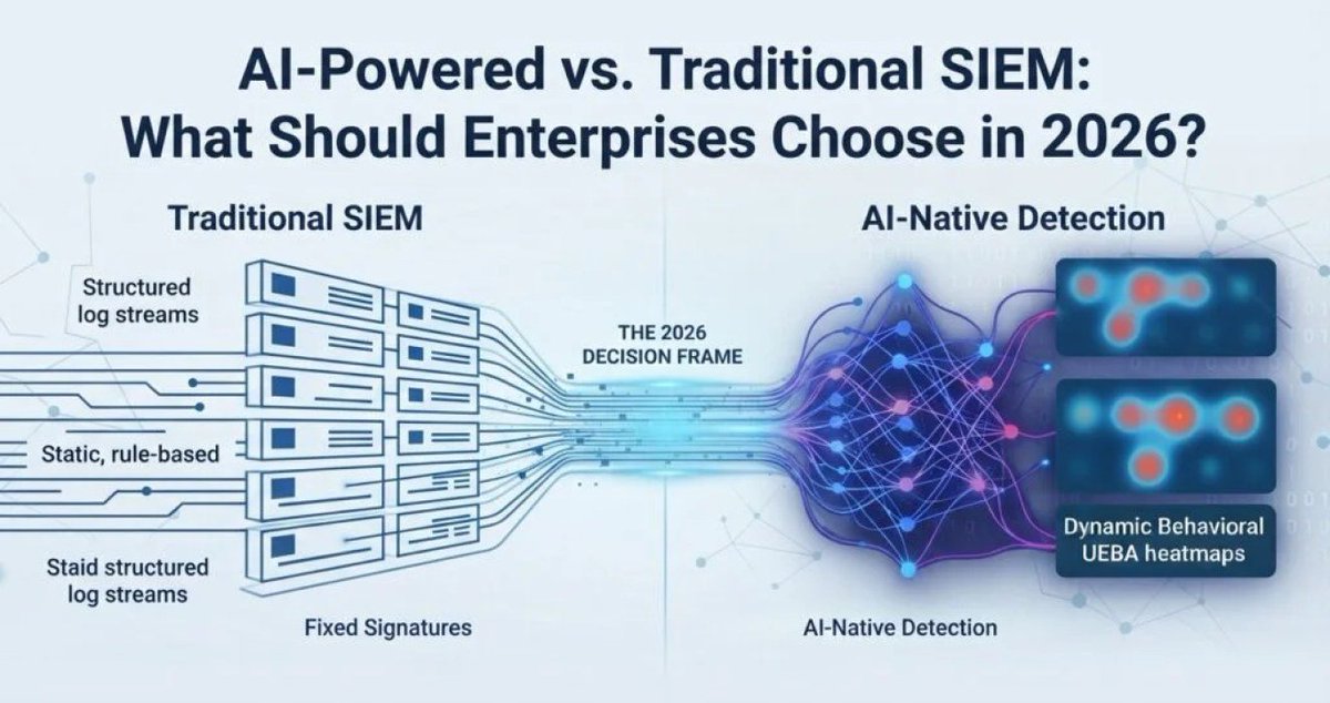 myvirtualjourny's tweet photo. Should you replace your #SIEM with an AI-native platform in 2026?

We examine @Microsoft Sentinel, @splunk, @QRadar, Cortex XSIAM, @CrowdStrike , Google SecOps, @exabeam &amp; @Securonix 
4 realistic migration paths.

https://t.co/c2Y4Sd9xFR

#SOC #CyberSecurity 
Follow @techwrix https://t.co/xZrjqrJCEu
