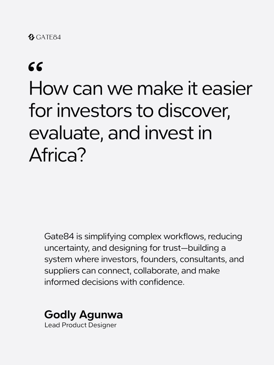 Gate84io's tweet photo. Great design builds confidence. Meet the designer helping shape Gate84 into a platform that is simple, intuitive, and built for better business decisions.
#Gate84 #Gate84io #ProductDesign #UIUX #TechAfrica https://t.co/Dz3C8dDx1R