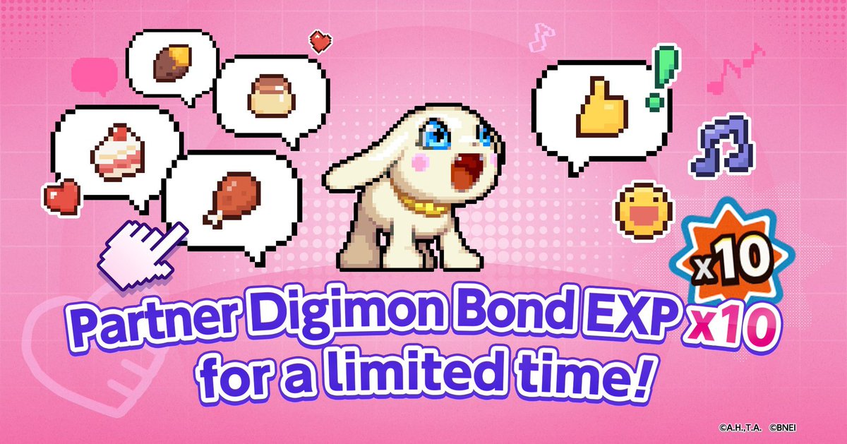 Digimon_Freaks's tweet photo. ¡Evento de Bond EXP x10!
Durante tiempo limitado, la experiencia de vínculo de los Digimon compañeros se multiplicará por 10.
¡Sube su nivel de vínculo y consigue sus iconos!
📅 Del 2 al 16 de septiembre de 2026 (UTC+9).
#DigimonUP #Digimon https://t.co/XeyoRBTETp
