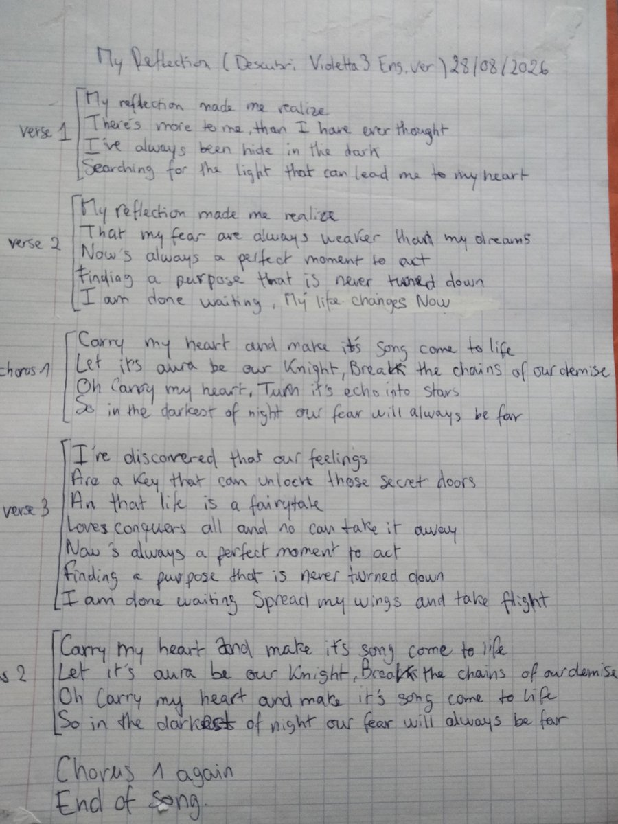 owhtobeme's tweet photo. I came back across carry my heart ( descubri English version) from violetta season 3 and i wasn't happy about the lyrics( because it's my favorite song from season 3) so i rewrote them too to keep the original meaning of the song !!! https://t.co/cKq21VECLR