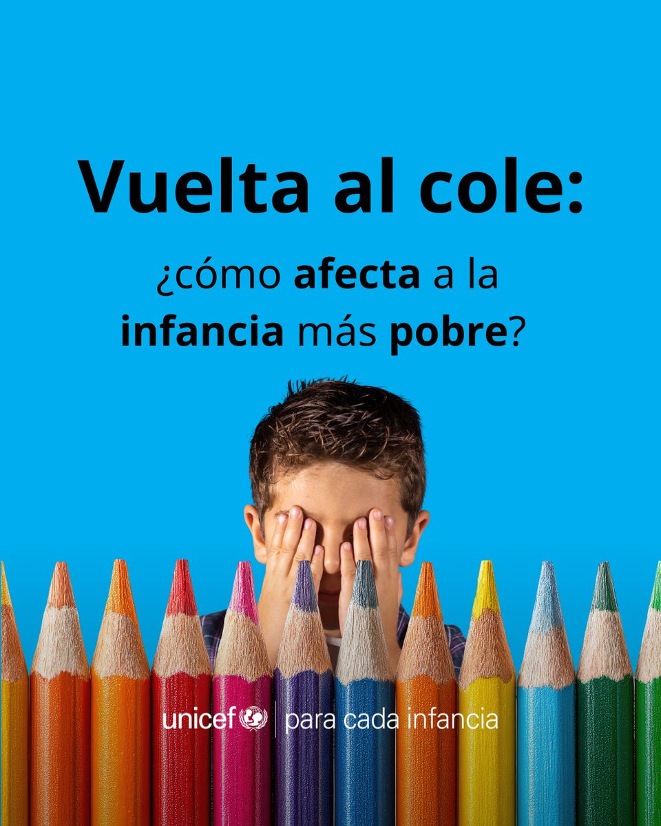 unicef_es's tweet photo. La vuelta al cole supone un importante esfuerzo económico para miles de familias. Libros o extraescolares pueden agravar las desigualdades.
Una prestación universal por crianza de 100€/mes reduciría la pobreza infantil un 3,6%. Conoce nuestras propuestas: https://t.co/U8ndO9A5Qn https://t.co/ePdeDbRWV4