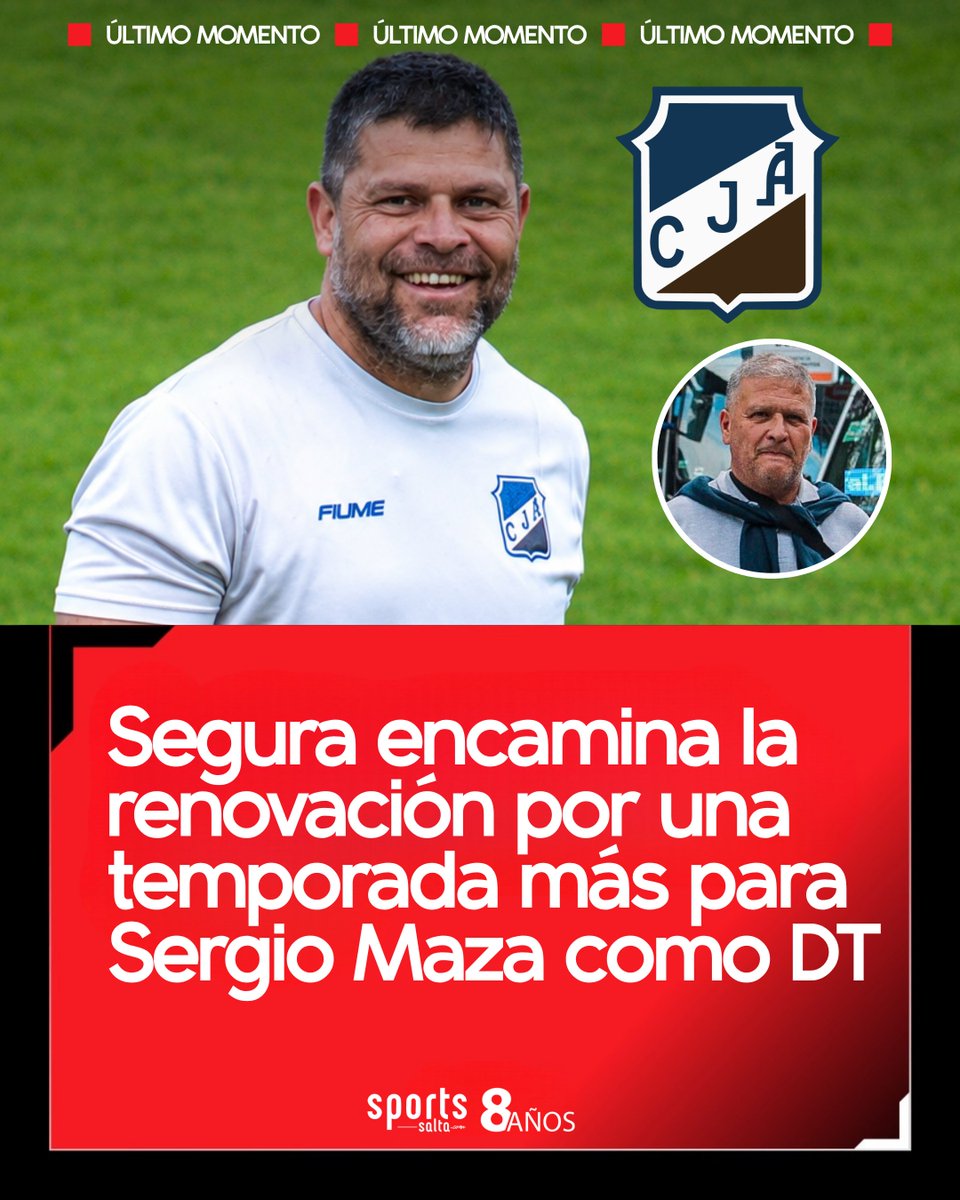 SportsSalta's tweet photo. 🚨 [AHORA] ULTIMAN DETALLES PARA LA RENOVACIÓN POR OTRA TEMPORADA MÁS PARA SERGIO MAZA EN JUVENTUD ANTONIANA.

🤝🏻 Pese a los resultados y la eliminación del #NonagonalB, @CJAOficial en nombre de su CD LE RENOVARÍA POR UNA TEMPORADA MÁS EL CONTRATO a su entrenador, Sergio Maza. https://t.co/vCRWFg9xrN