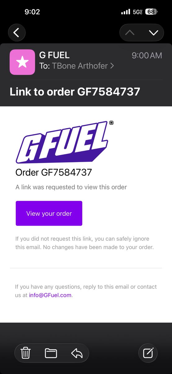 TBONECAPONEOG's tweet photo. First time ordering with @GFuelEnergy and half the order is missing said delivered. Awesome anyone else experience this? I imagine I have to go through the site but man all I wanted was that xmen 97 cup (yes I'm a nerd) but this doesn't give me confidence being my first proper order. Now I go to the site and o have to send a pinging order to get an email. Like come on. Would like proper customer service.
