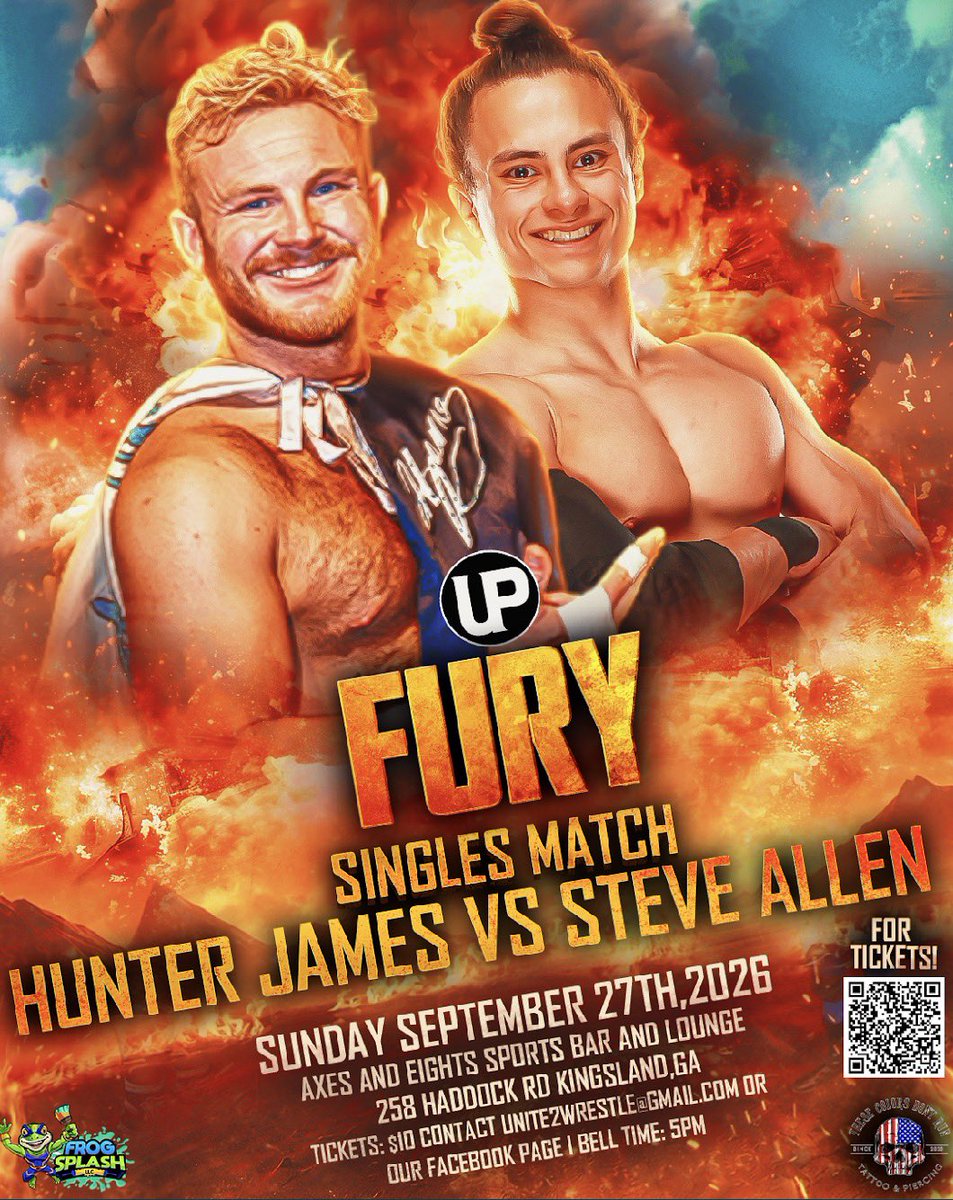 United2wrestle's tweet photo. ‼️JUST ANNOUNCED‼️

Hunter James v.s @SteveAllen_Pro at FURY || September 27th | Kingsland GA https://t.co/HVNmtqQRsp