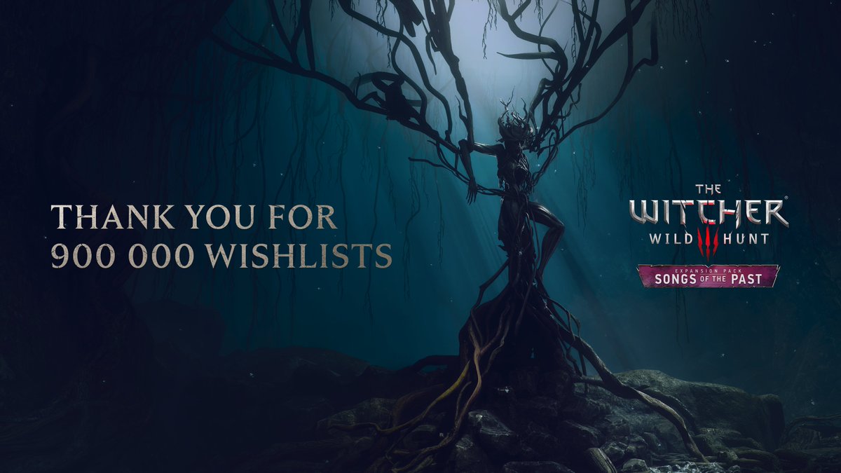 thewitcher's tweet photo. ⚔️ 900 000 WISHLISTS ⚔️

We're incredibly humbled by so many of you ready to continue your journey with Geralt in The Witcher 3: Wild Hunt - Songs of the Past! https://t.co/XqdTntfXRr