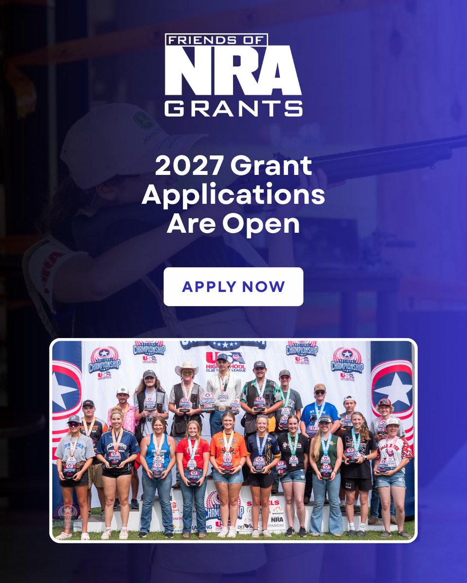 FriendsofNRA's tweet photo. 📣 2027 Friends of NRA Grant Applications are still open!

Do you know a youth shooting team, hunter education program, range, or other shooting sports program that could benefit from funding? Share this post and help spread the word! 🎯

Learn more: https://t.co/q0vub7yHpn https://t.co/ap97XhC8h1