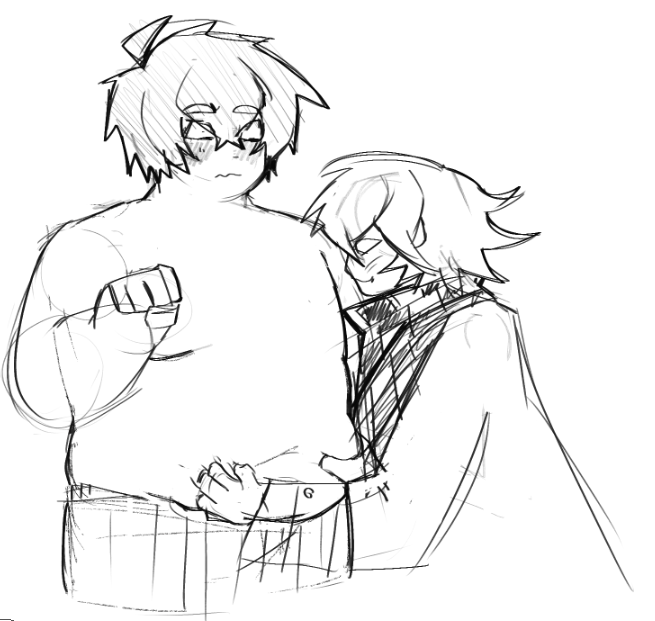 backroomskokich's tweet photo. i was drawing this and then i opened strawpage to a doodle request for saiouma. I awkwardly closed my laptop https://t.co/T2ATpXL3LS