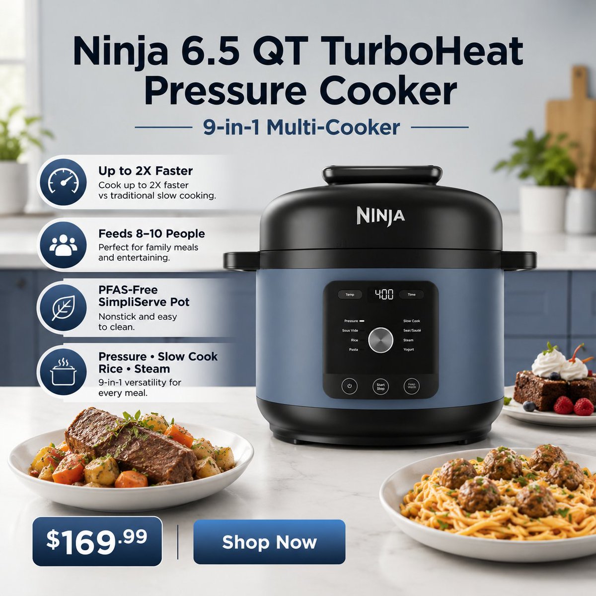 AriyannaKitchen's tweet photo. Big meals without the long wait. 🍲🔥

The Ninja 6.5 Qt HyperHeat 9-in-1 Multi-Cooker offers 9 cooking functions, family-size capacity, and cooking up to 2X faster than traditional slow cooking.

Discover more: https://t.co/EbYASlK5NJ

#NinjaKitchen #NinjaPressureCooker #MultiCooker #KitchenEssentials #EasyDinner #MealPrepIdeas #PressureCooking #HomeChef #KitchenGoals #AriyannaKitchen
