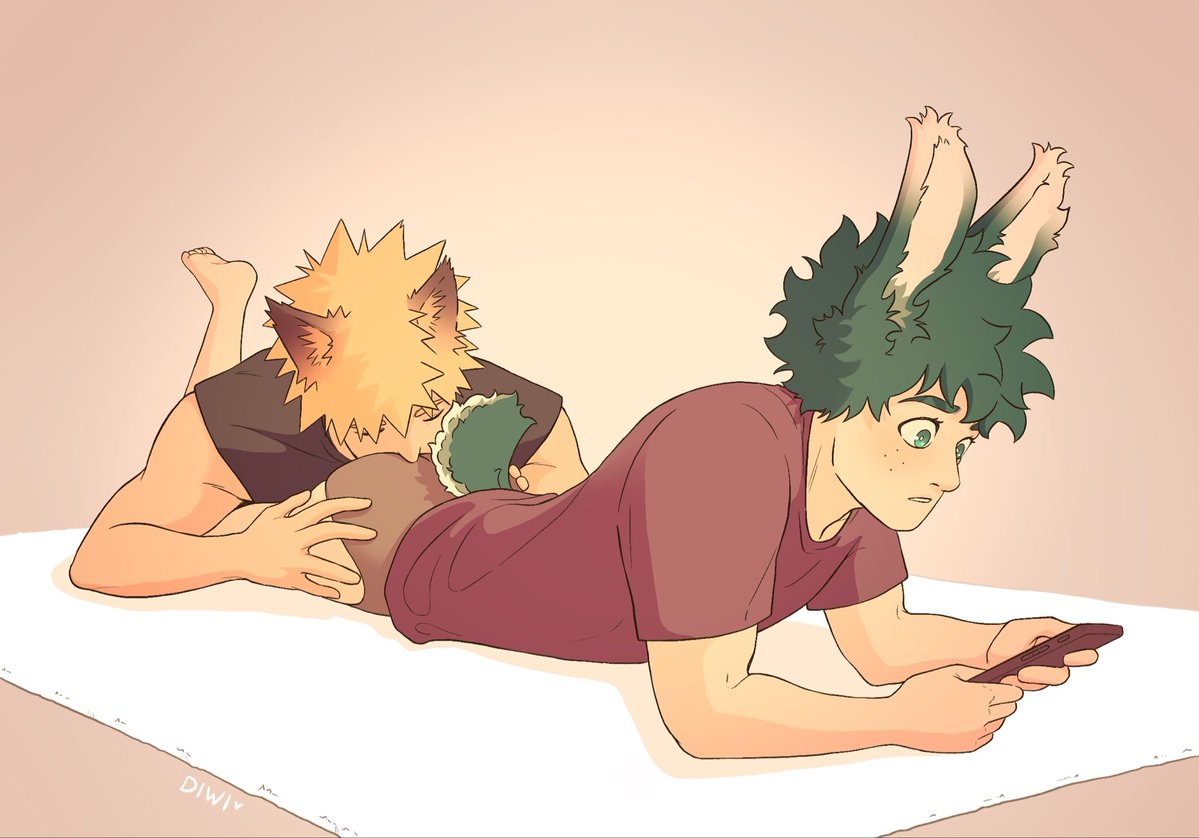 DiwiPion's tweet photo. Just some hybrid wolf!Katsuki &amp; bunny!Izuku 🤗

I’m a bit obsessed 👀
 #bkdk #bakudeku #ktdk https://t.co/Z8JbfIjXzo