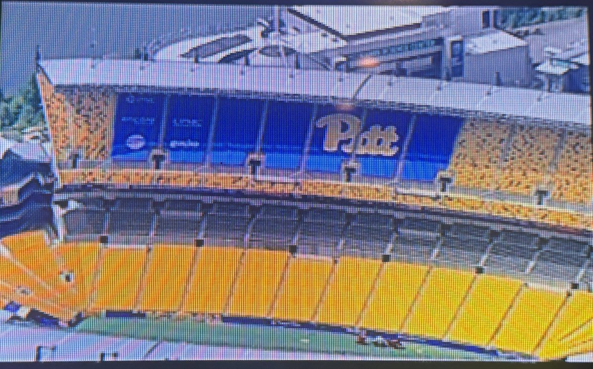 astockeyWTAE's tweet photo. NEW: Sky 4 capturing upper deck tarp being installed today for Pitt’s home opener Saturday at Acrisure Stadium @WTAE https://t.co/2u7ezrIDkh
