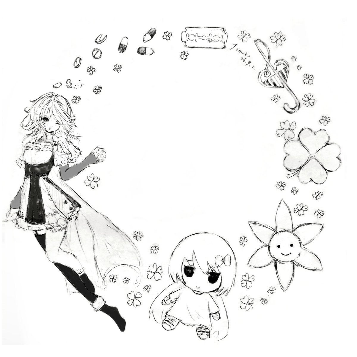 luvkaimoto's tweet photo. もし幸せが輪っかだったら……
（紙に描いた息抜きのイラストです。できる限り電子原稿に変換しましたが、とてもぼやけて見えますTT）
#leafbms https://t.co/t3Wzar4Vvp