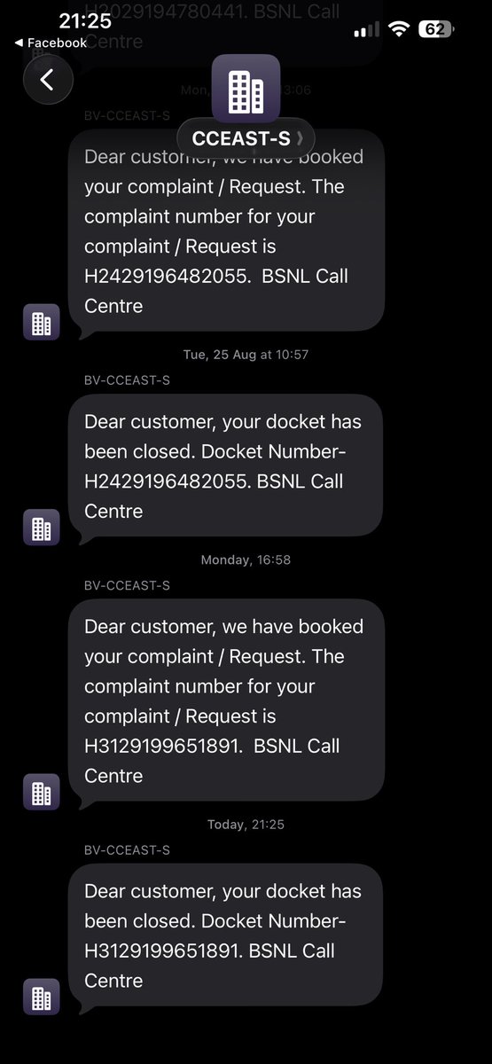 Harisha54566722's tweet photo. @bsnl_care मैसेज आया है जो @bsnl_care के द्वारा दर्ज किए गए शिकायत संख्या H3129199651891 के बारे में है जिसमें बिना समाधान किए बंद किए जाने की सूचना  है .हमेशा की तरह न तो कोई समाधान हुआ है और न ही कोई संपर्क क्या @BSNLCorporate मेरे ₹2399.00 वापस कर सकता है ? @JM_Scindia @ConsumerWelfare https://t.co/FdsaTLETeo