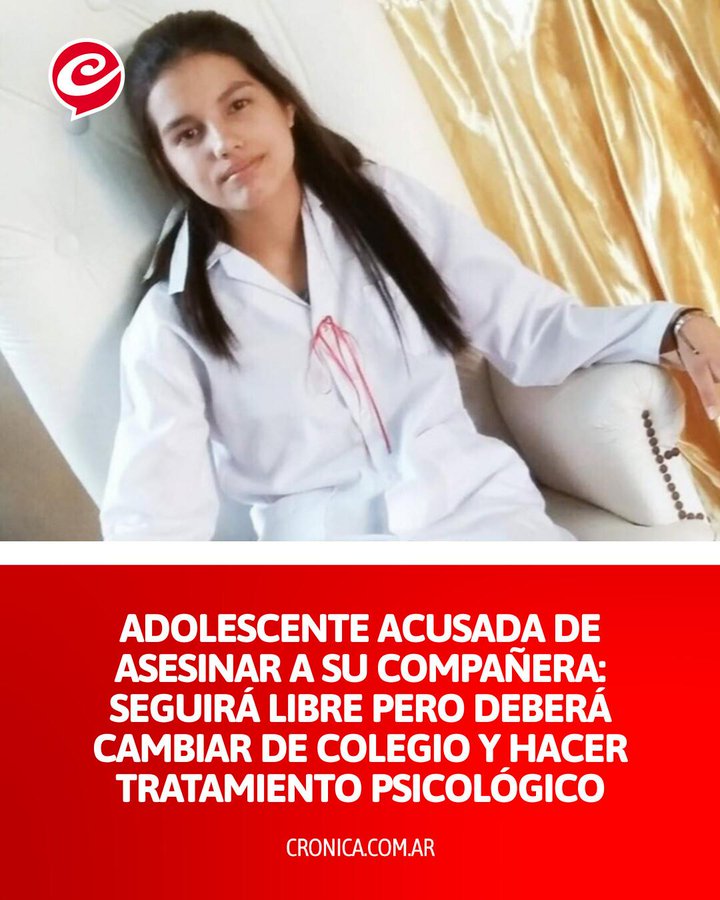 abrilcba_'s tweet photo. Una jueza dejó libre a una asesina sólo porque es menor y la mandó sólo a hacer terapia. Esa es la justicia kirchnerista de este país https://t.co/QEFxbuhZ1M