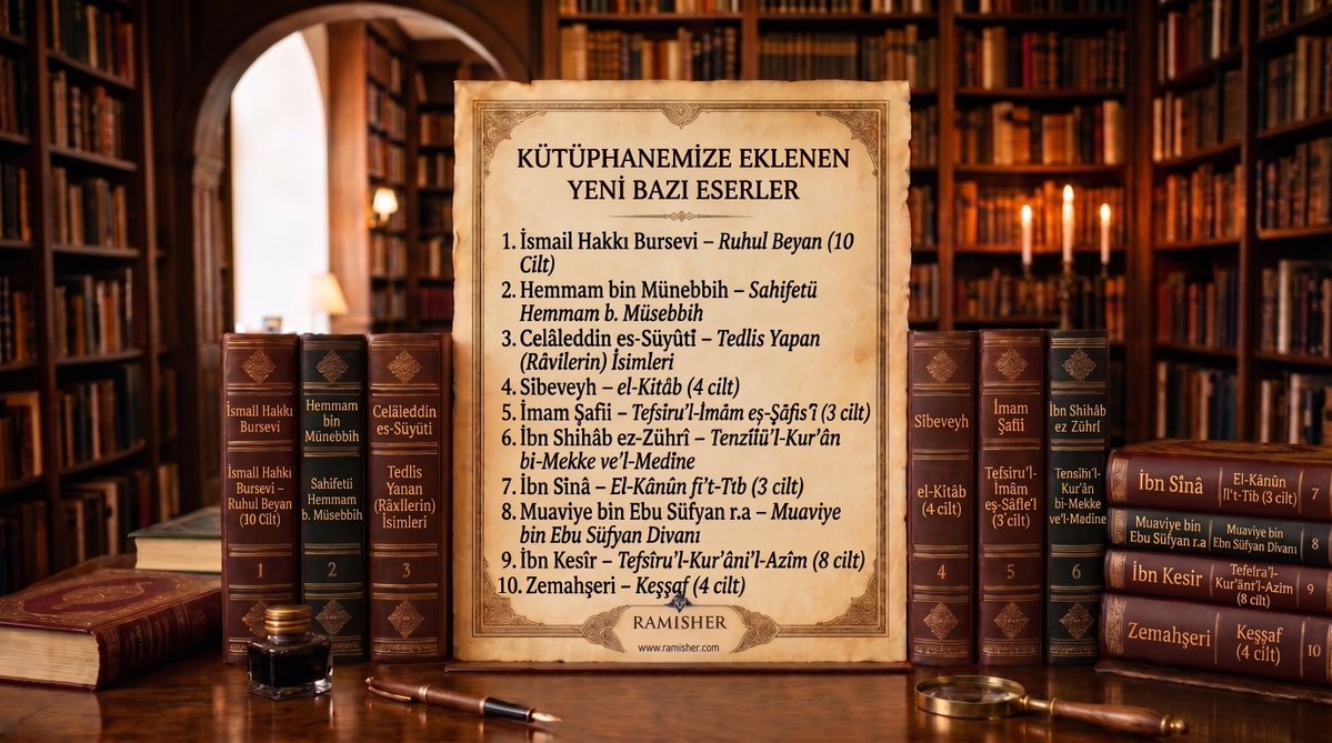 Ramisherlibrary's tweet photo. Değerli takipçilerimizin katkı ve önerileriyle Ramisher Kütüphanesi’ni geliştirmeye devam ediyoruz.

Gelen talepler doğrultusunda, bir kısmı görselde de yer alan 50’den fazla yeni kitabı sistemimize ekledik; ayrıca koleksiyonumuzdaki 25’i aşkın eseri tercüme ederek istifadenize sunduk.

Koleksiyonumuzda görmek istediğiniz eserleri yorumlarda ya da sitemizdeki iletişim formu aracılığıyla bize iletebilirsiniz. Katkı sağlayan herkese teşekkür ederiz. 📚✨

🔗 https://t.co/f8WUZRN1ap