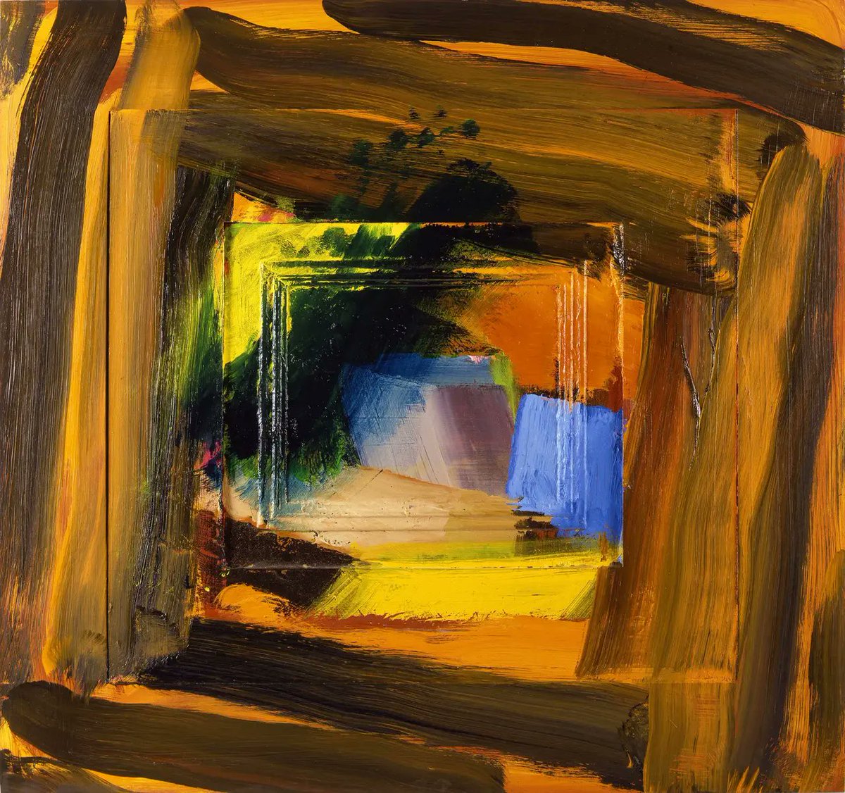 fraveris's tweet photo. Howard Hodgkin 

- It Can't Be True, 

1987-90, oil on wood https://t.co/ywZWGCkKYa