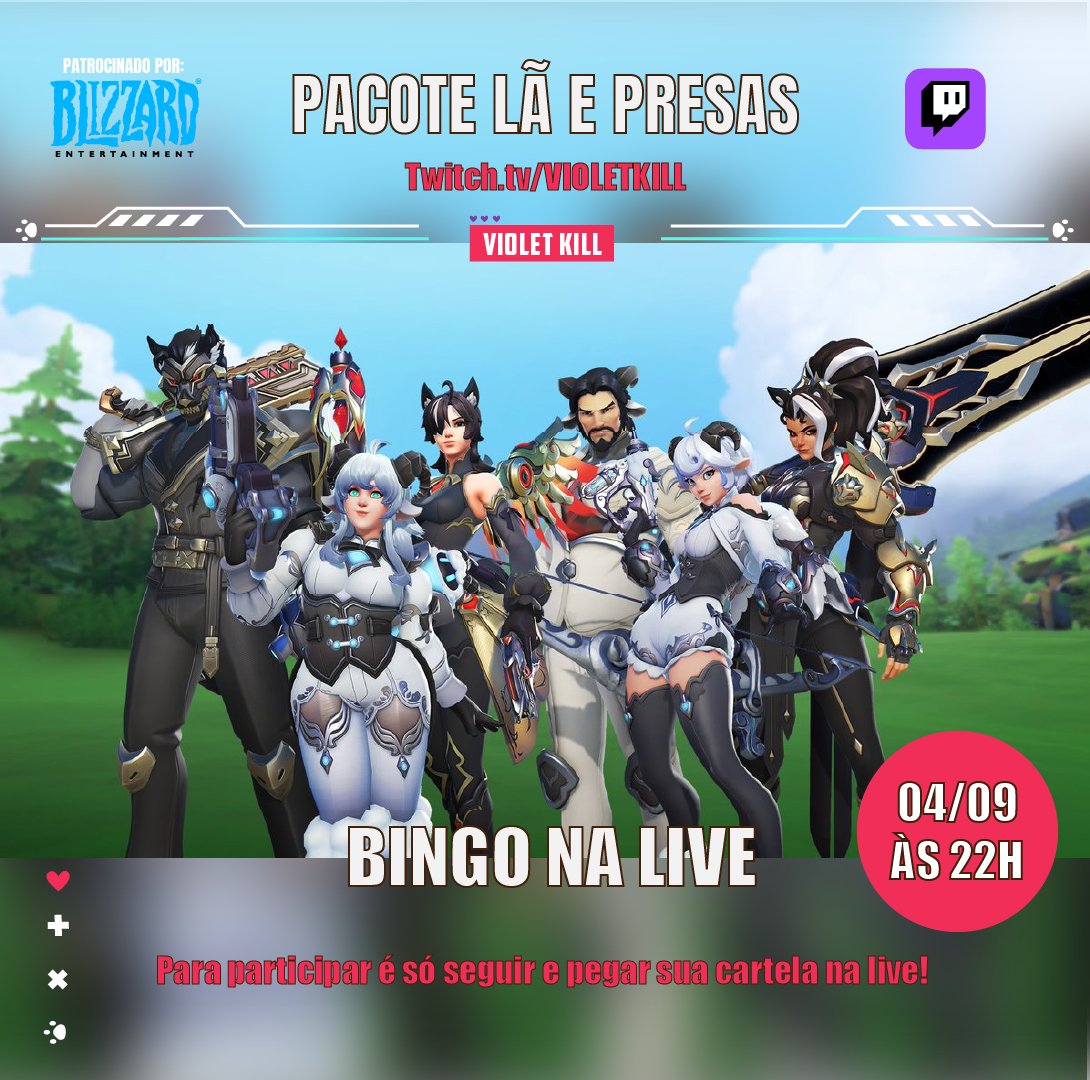 VioletKilll's tweet photo. 🐺QUER O PACOTAÇO LÃ E PRESAS? ☁️

Teremos BINGO dele nessa SEXTA (04/09) às 22h!!! 

✨SERÁ O PRIMEIRO DIA DE SUBATHON DE ANIVERSÁRIO DA LIVE!!! ✨

https://t.co/ryeTEXDiFe                   

Patrocinado pela
@Blizzard_Ent
@PlayOverwatch
#OverwatchBRPacotaço #OWBRTemporada4  #OWLãePresas