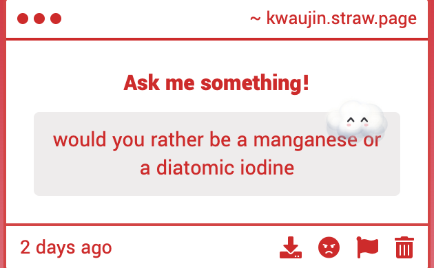 FlorianBread's tweet photo. I think I would prefer to be a diatomic iodine. Who would be my other iodine atom ??? 🙁

https://t.co/uIVoewhfPp https://t.co/h6cxJi9Gg2