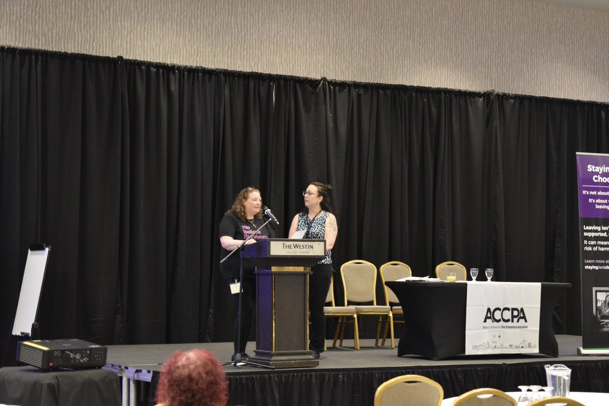 ABcrimeprevent's tweet photo. #ACCPACONFERENCE2026 RECAP: KEYNOTE DAY 02

“STAYING ISN'T CHOOSING”

PRESENTERS:
Julie Nobert-DeMarchi, Executive Director, Timmins and Area Women in Crisis
Chantal Mailloux, Executive Director of Ellevive https://t.co/G2QHXyTgPz