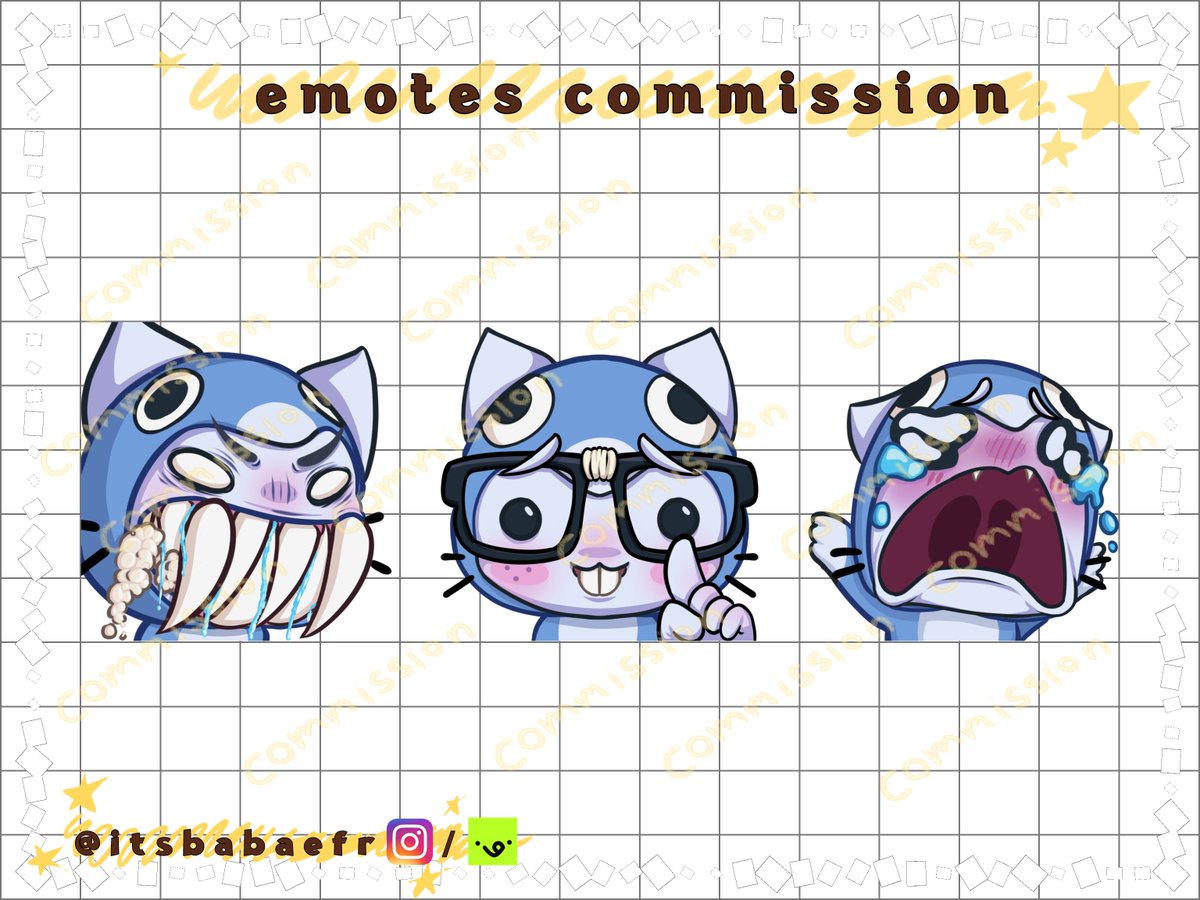 Itsbabaefr's tweet photo. ⋆.˚custom emotes for @\l_tuna 
thank u sm for commissioning me ‹𝟹 

 #VgenComm #twitchEmotes @_VGen_ https://t.co/2T1XdM52kG