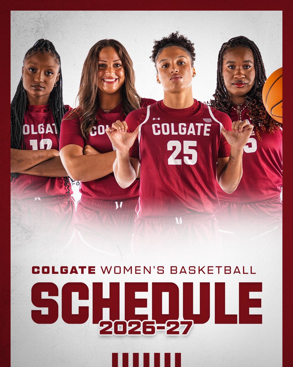 ColgateWBB's tweet photo. 𝐈𝐓’𝐒 𝐇𝐄𝐑𝐄‼️

The 2026-27 schedule drop!

#GoGate https://t.co/cm3naE8jmp
