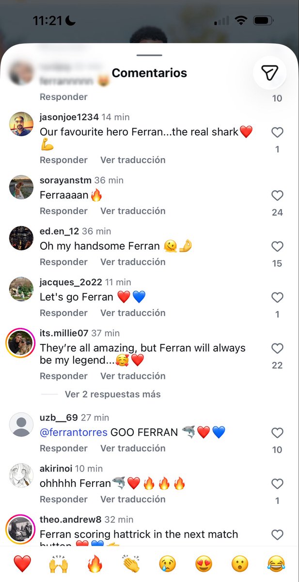 sharksferri's tweet photo. entrar al post del psg y ver todos estos comentarios de apoyo hacia ferran, estamos sanando https://t.co/hVa39Mm0IT