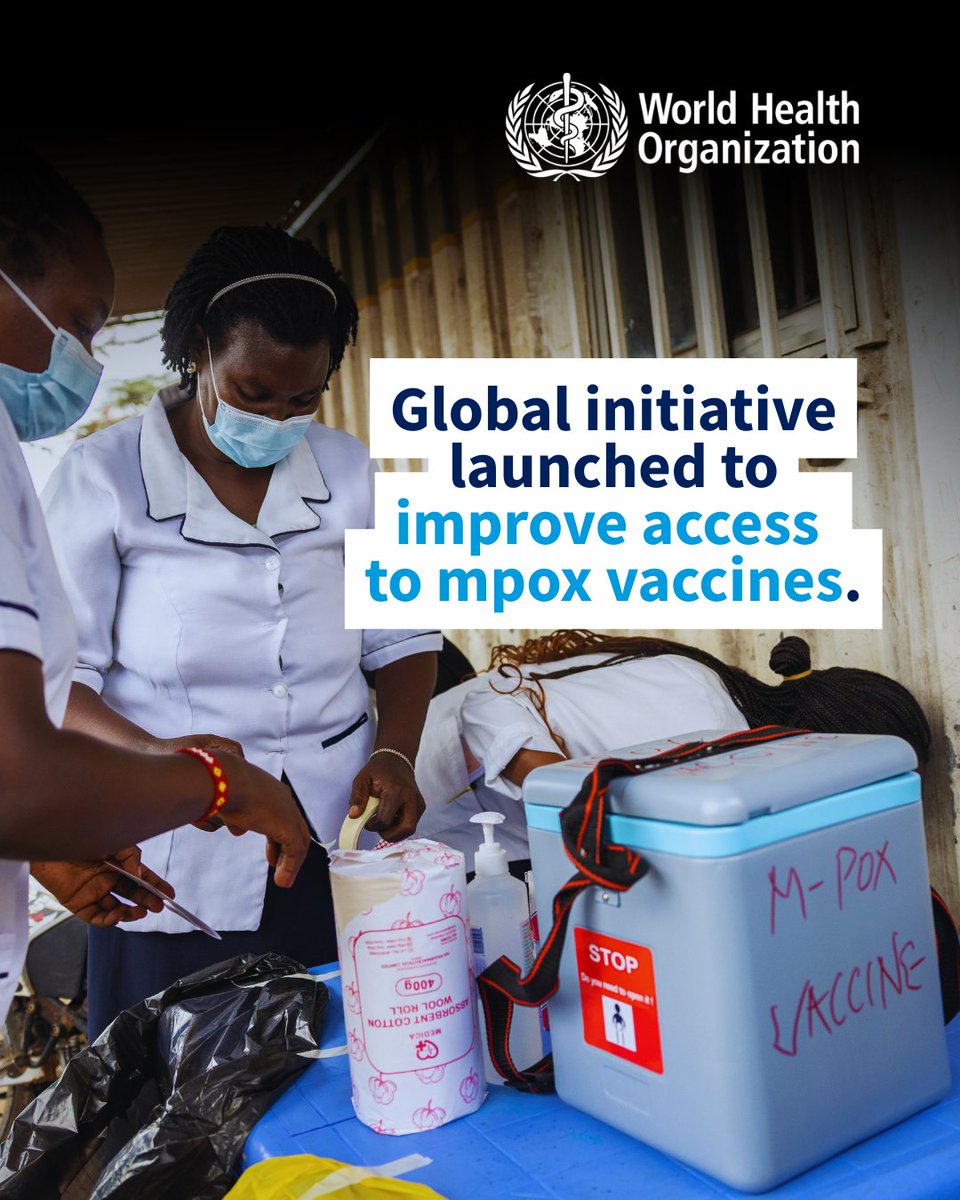 WHO's tweet photo. A global initiative to establish a stockpile of mpox vaccines was launched on 27 August. The initiative ensures that countries have access to vaccines when responding to mpox outbreaks.

Mpox is a viral disease that continues to cause outbreaks globally, with two-thirds of reported cases occurring in the African Region.

Learn more: https://t.co/I2iJsK6uWY