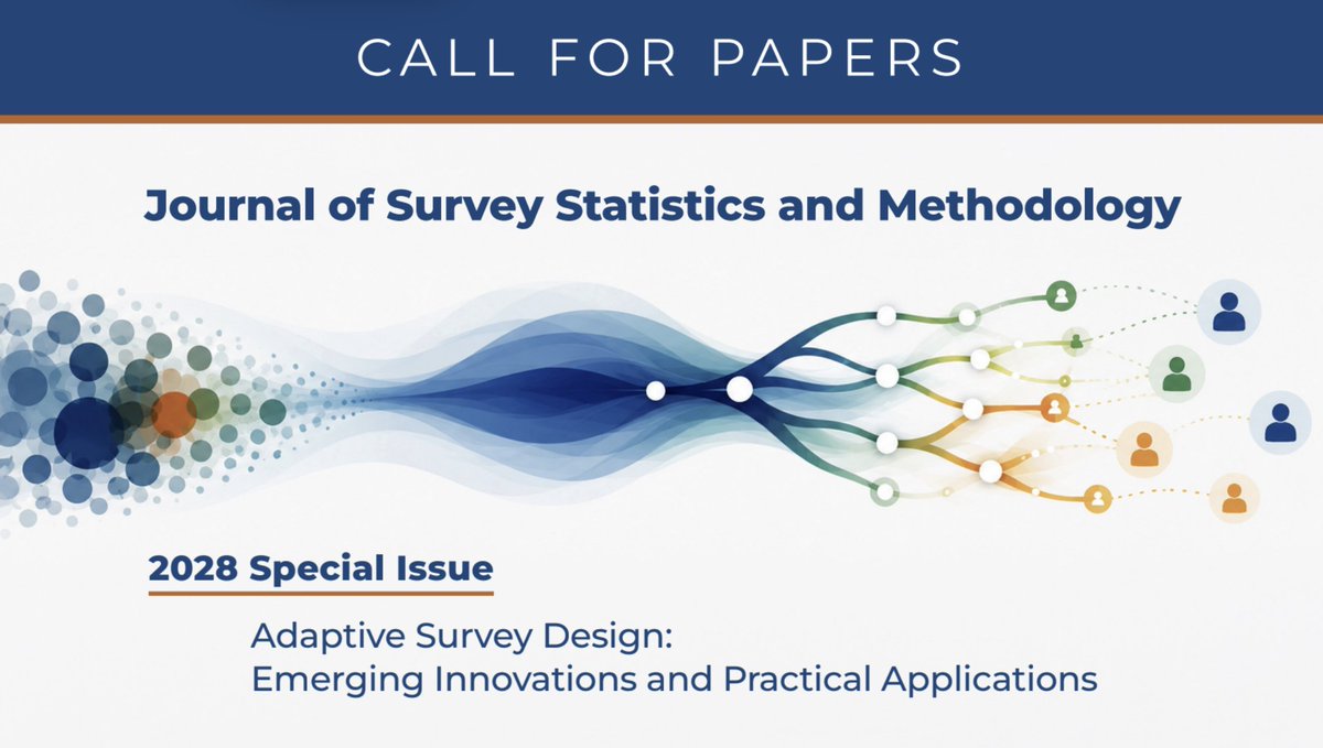 JSurvStatMeth's tweet photo. 📢 Call for Papers: JSSAM 2028 Special Issue

Guest Editors: Tobias Gummer &amp; Joseph W. Sakshaug

Full Call: https://t.co/FPFXkrRWv0

#SurveyStatstics #SurveyMethods https://t.co/fCTPfRcVl9