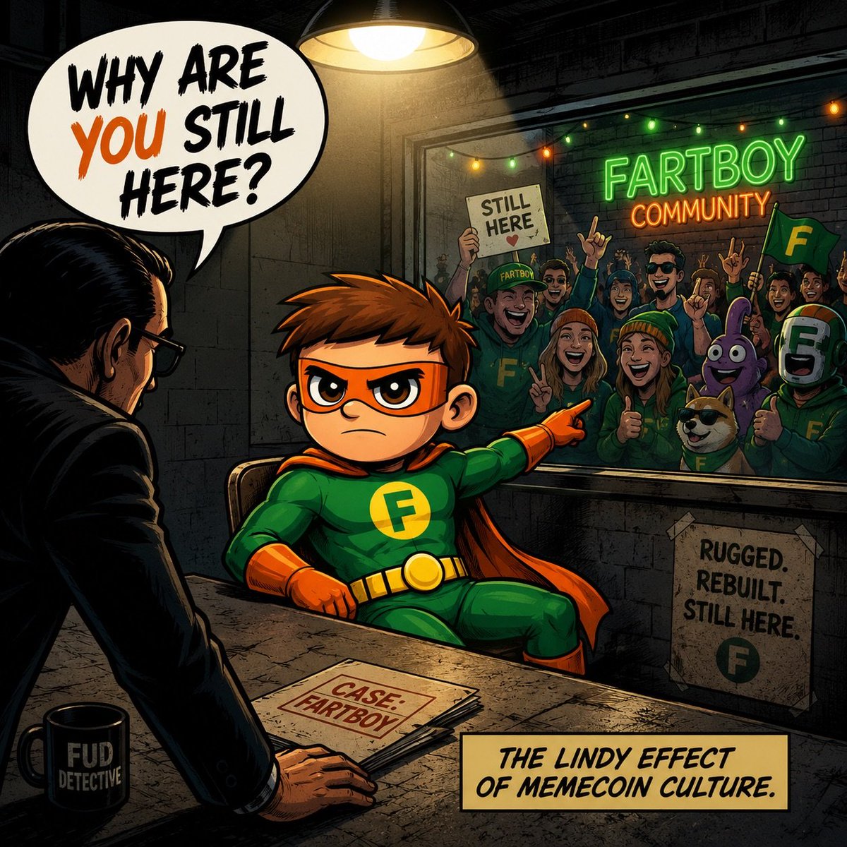 FARTBOY_CTO's tweet photo. The Lindy effect of memecoin culture is something people rarely mention.

Anyone can launch a token and capture attention for a few weeks.

Surviving is different.

$FARTBOY got rugged. The community rebuilt it. We’ve experienced the highs, the lows, the chaos, the quiet periods, and everything in between.

And we’re still here.

Longevity doesn’t guarantee where something goes next.

But the longer a community survives, the more interesting the question becomes:

Why are we all still here?

For us, the answer has always been the people.

And time keeps proving it.
