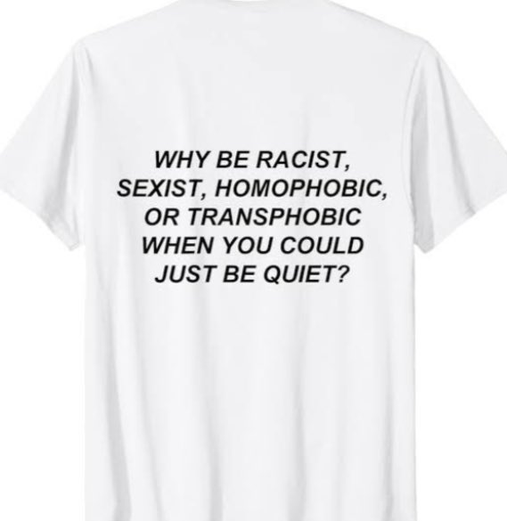 pourlesjolies's tweet photo. when ningning went viral for wearing the "why be racist, sexist, homophobic, or transphobic when you could just be quiet?" shirt https://t.co/ieBhaCAEtl