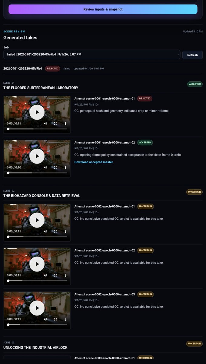 MAXWOLF17's tweet photo. Hopefully soon, I’ll have a model-agnostic QC module for MiniMax H3 and other open-source video models. It’ll automatically crop and clean clips, build 360° environment context, selectively remove backgrounds, and feed stronger continuity references into each new generation. https://t.co/LdXpeuREZO