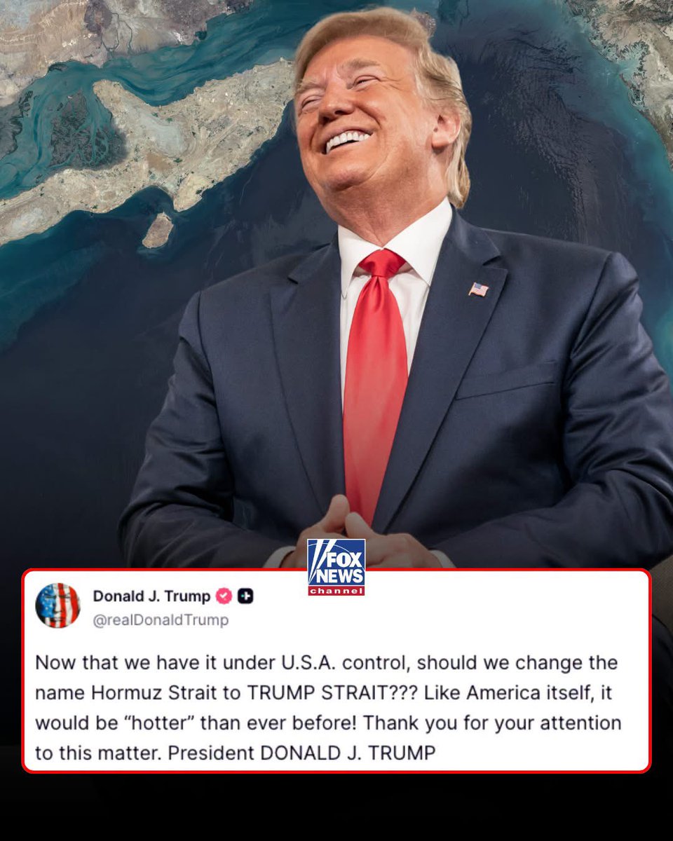 nairaland's tweet photo. Trump Proposes Renaming Strait Of Hormuz The 'Trump Strait' https://t.co/UYU6Ov6Fm5