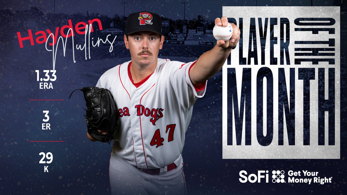 PortlandSeaDogs's tweet photo. Lefty Hayden Mullins was exceptional through four starts in August 😮‍💨 he is our @SoFi Player of the Month! https://t.co/cZvuSv80Bv